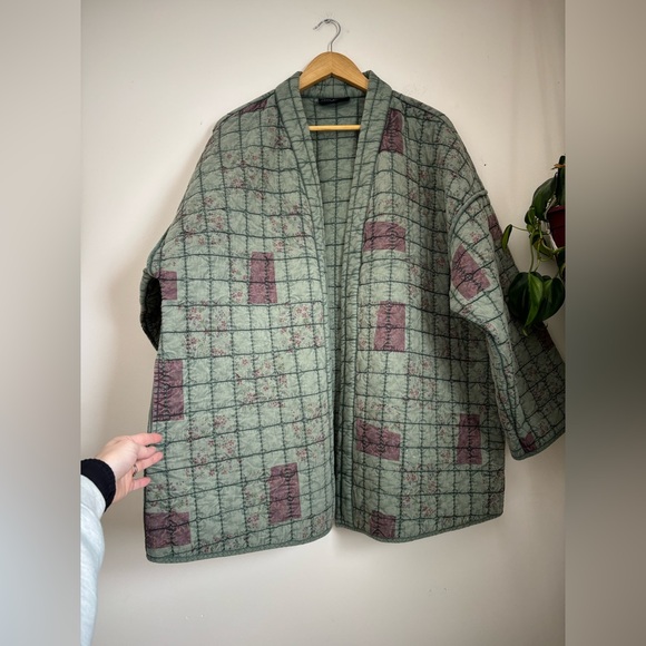 Lane Bryant Quilted Cotton Kimono in Olive - Picture 4 of 9